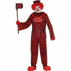 Horror clown gevangene verkleed carnavalsoutfit rood/zwart kleding ma