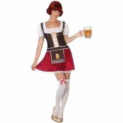 Oktoberfest bruine/rode tiroler dirndl verkleed carnavalsoutfit/jurkj
