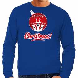 Rendier bal sweater / outfit merry christmas blauw kleding mannen
