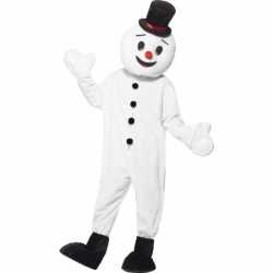 Sneeuwpop mascotte carnavalsoutfit