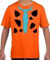 Fred holbewoner carnavalsoutfit t shirt oranje kinderen