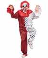 Horror clown carnavalsoutfit masker rood wit