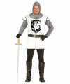 Middeleeuwse ridder verkleed carnavalsoutfit wit mannen