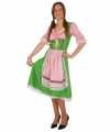 Oktoberfest groene roze tiroler dirndl verkleed carnavalsoutfit midi jurk dames