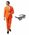 Oranje mannen carnavalsoutfit maat 52 xl gratis zonnebril