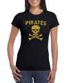 Piraten shirt foute party verkleed carnavalsoutfit outfit goud glitter zwart dames