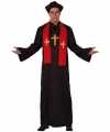 Priester carnavalsoutfit zwart rood volwassenen