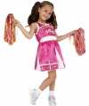 Roze cheerleader meisjes carnavalsoutfit