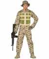 Soldaat verkleed pak carnavalsoutfit camouflage woestijn mannen