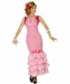 Spaanse flamencodanseres jurk roze verkleed carnavalsoutfit dames
