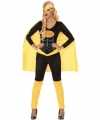 Superheld verkleed pak carnavalsoutfit zwart geel dames